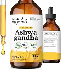 Wild & Organic Ashwagandha Liquid Drops - Calming Ashwagandha Root Extract for Relaxation - 1-Month Supply - Herbal Supplements for Women and Men - Vegan, Sugar & Alcohol-Free Tincture - 2 fl oz Wild & Organic