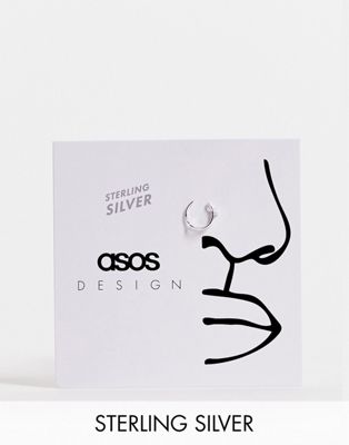 Серебряное кольцо для носа с двумя кольцами из серебра ASOS DESIGN ASOS DESIGN