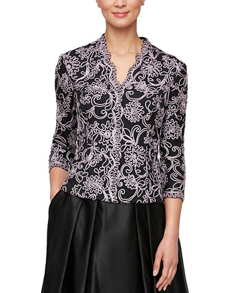 Женская блузка с вышивкой и рукавами 3/4 Alex Evenings