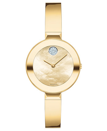 Женские часы Swiss Bold с золотым ионным покрытием из нержавеющей стали с браслетом и браслетом 28 мм Movado