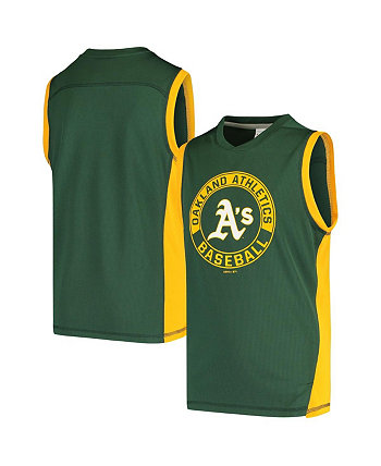 Youth Boys and Girls Green Oakland Athletics Muscle V-Neck Tank Top Outerstuff