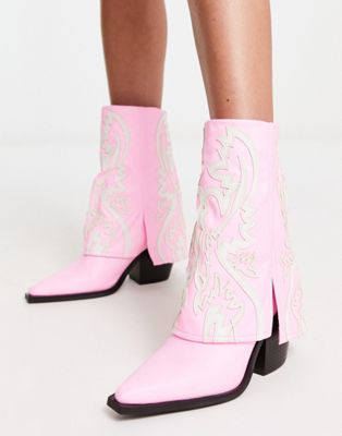 Розовые ботинки в стиле вестерн с складками Azalea Wang Annabelle AZALEA WANG