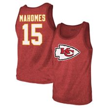 Men's Majestic Threads Patrick Mahomes Red Kansas City Chiefs Tri-Blend Player Name & Number Tank Top Majestic Threads