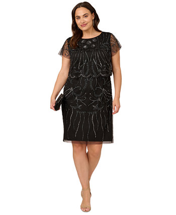 Plus Size Beaded Cocktail Dress Adrianna Papell