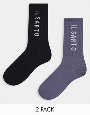 Il Sarto 2 pack sports socks in gray and black  Il Sarto