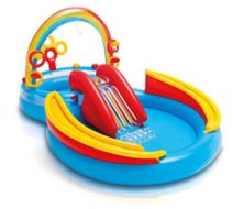 Intex 9,75 фута x 6,3 фута x 53 дюйма Rainbow Slide Kids Play Надувное кольцо для бассейна в центре Intex