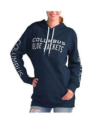 Женский темно-синий пуловер с капюшоном Columbus Blue Jackets Overtime G-III
