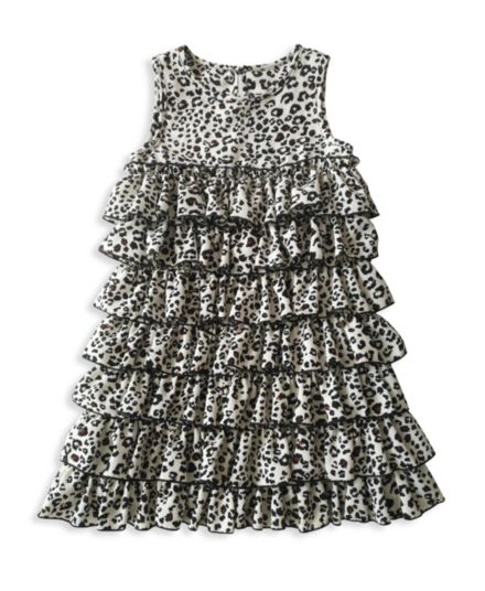 Little Girl's &amp; Girl's Cici Leopard-Print Tiered Sleeveless A-Line Dress Joe-Ella