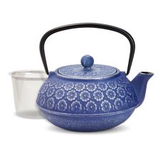 Синий чугунный чайник с заварочным устройством из нержавеющей стали (34 унции) Juvale