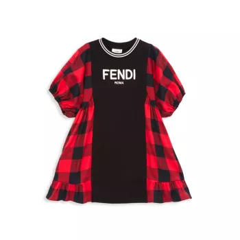 Платье для девочки в клетку Buffalo с логотипом FENDI