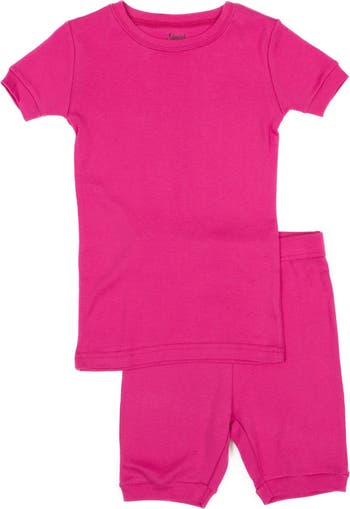 Пурпурная пижама из двух частей из хлопка с шортами Leveret