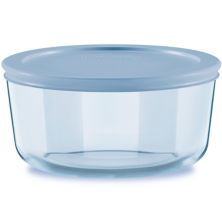 Pyrex Simply Store Blue Tinted 4-cup Round Storage with Plastic Lid Pyrex
