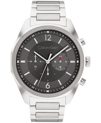 Мужские многофункциональные серебристые часы-браслет из нержавеющей стали 45 мм Calvin Klein