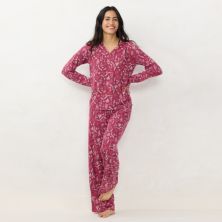 Женский пижамный топ и пижамные штаны LC Lauren Conrad с длинными рукавами Henley Sleep Set LC Lauren Conrad