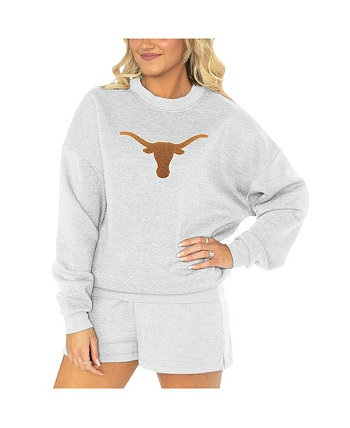 Женский комплект для сна из пуловера и шорт Ash Texas Longhorns Team Effort Gameday Couture