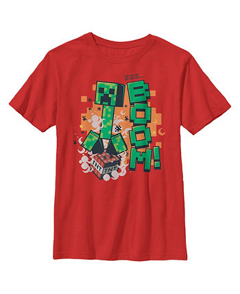 Boy's Minecraft Creeper Boom  Child T-Shirt Microsoft