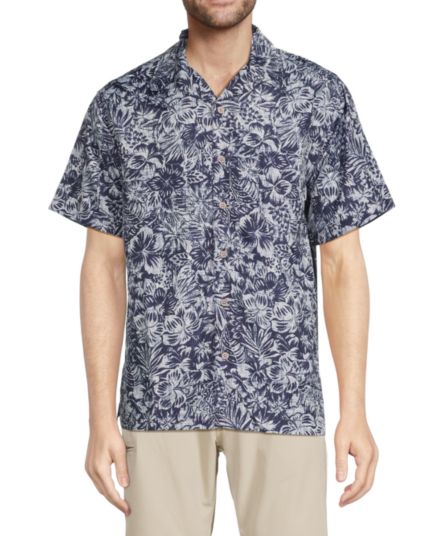 Рубашка с коротким рукавом Waikiki с цветочным принтом из шамбре Trunks Surf & Swim Co.