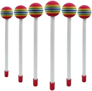 6 Pcs Drum Sticks for Adults, Soft Lollipop Rainbow Drum Mallets, Foam Head Beat Percussion Drumsticks Cionyce