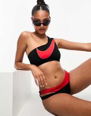 Черно-красный асимметричный купальник бикини Nike Swim Icon Sneakerkini Nike