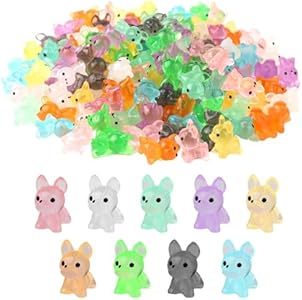 135pcs Luminous Mini Resin Dogs, Cute Miniature Dog Figures Tiny Small Resin Dog Figures Glow in The Dark Mini Resin Animals for Home Miniature Landscape Cake Decoration Peutier