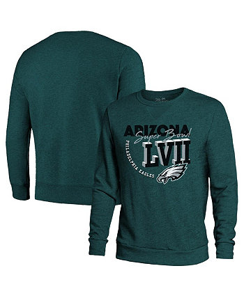 Мужская толстовка Midnight Green Philadelphia Eagles Super Bowl LVII High Tide Tri-Blend Pullover Sweatshirt Majestic