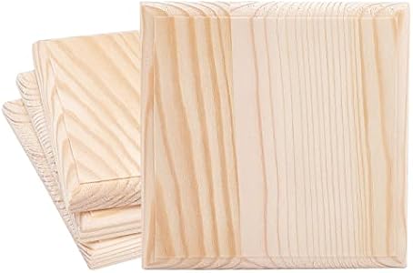 OLYCRAFT 4pcs 4.7" Squares Wooden Plaques Unfinished Wooden Base Natural Pine Wood Plaque Wood Squares Wood Base for DIY Craft Projects Engraving Carving Home Decorations Olycraft