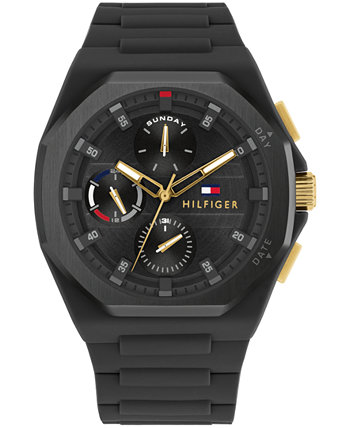Мужские многофункциональные черные силиконовые часы 44 мм Tommy Hilfiger