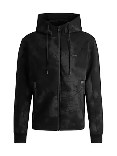 Zip-Up Hoodie with Decorative Reflective Artwork BOSS