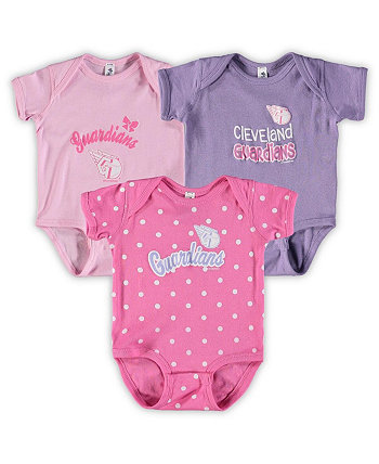 Комплект из 3 боди для новичков Cleveland Guardians, розовый и фиолетовый, для мальчиков и девочек для младенцев Soft As A Grape