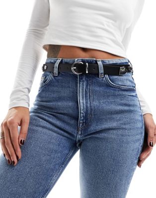 Черный джинсовый ремень с заклепками на талии и бедрах ASOS DESIGN ASOS DESIGN
