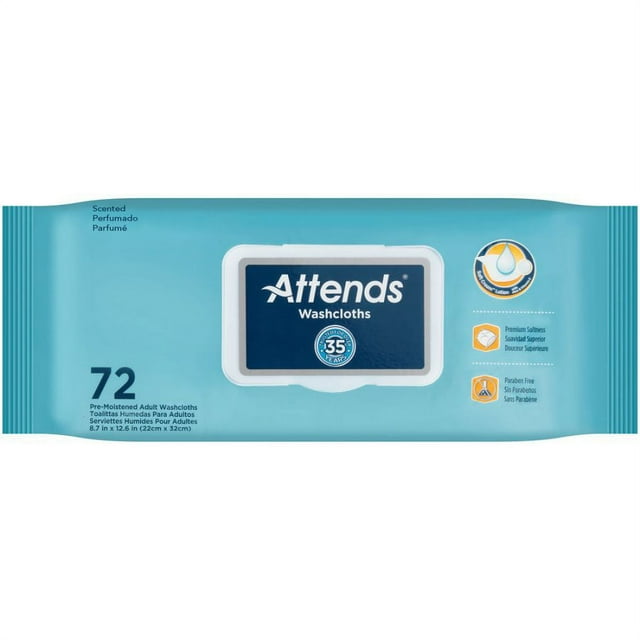 Attends Scented Washcloths ''8 x 12.5 , Case of 72 - 10 Pack Attends