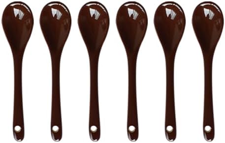 6 pcs Black Porcelain Egg Spoons Ceramic Spoons 4.7 inch Coffee Dessert Yogurt Tea Milky Tea Pirhosigma