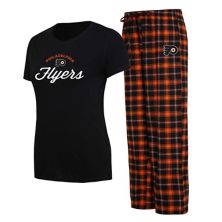 Женский комплект для сна с футболкой и пижамными штанами Concepts Sport, черная/оранжевая футболка Philadelphia Flyers Arctic и пижамные штаны Unbranded