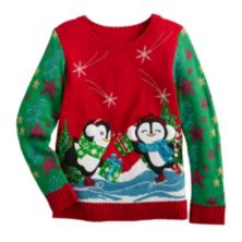 Рождественский свитер с круглым вырезом и круглым вырезом «Пингвины на льду» для девочек 4–20 градусов, размеры 33 градуса, стандартного и большого размера 33 Degrees