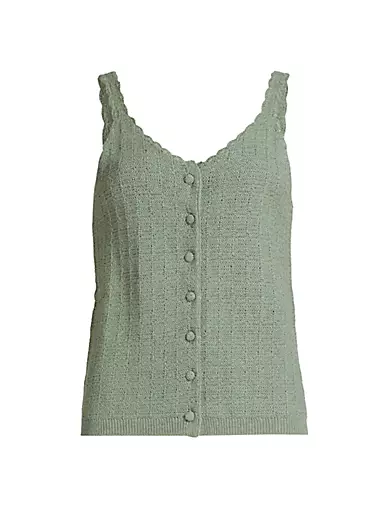 Linen-Blend Scallop Knit Tank Splendid