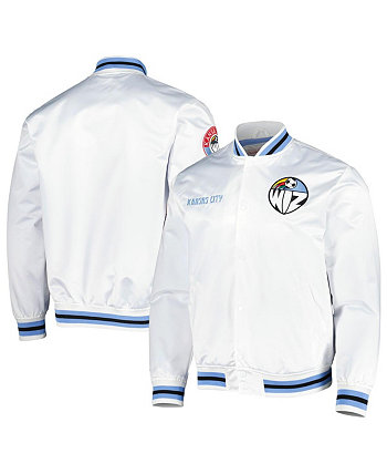 Мужская белая атласная куртка Sporting Kansas City City с застежкой на молнию Mitchell & Ness