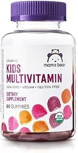 Amazon Brand - Mama Bear Organic Kids Multivitamin, 60 Gummies, 1 Month Supply (Packaging May Vary), Berry, Cherry & Orange Mama Bear