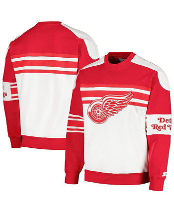 Мужской белый флисовый пуловер с круглым вырезом Detroit Red Wings Defense Starter