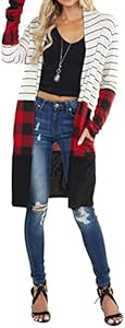 Женский Кардиган Lacozy Open Front Long Draped Snap Buffalo Plaid Shirt Kimono Lacozy