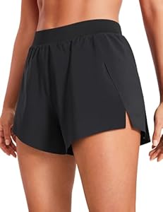 CRZ YOGA Running Shorts for Women High Waisted V Split for Gym Workout Athletic Track with Mesh Liner Quick Dry Crz Yoga