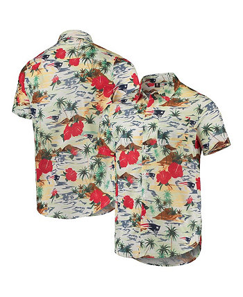 Мужская кремовая рубашка New England Patriots Paradise с цветочным принтом на пуговицах FOCO
