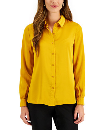 Women's Satin Button-Front Blouse Tahari by ASL