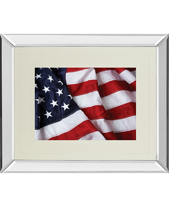 Американский флаг от Kikk, настенное искусство в блестящей зеркальной раме - 34 "x 40" Classy Art
