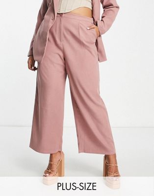 Lola May Plus wide leg pants in pink - part of a set Lola May Curve