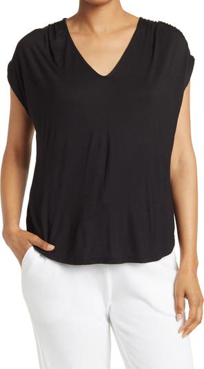 Ruched V-Neck Blouse HEATHER BY BORDEAUX