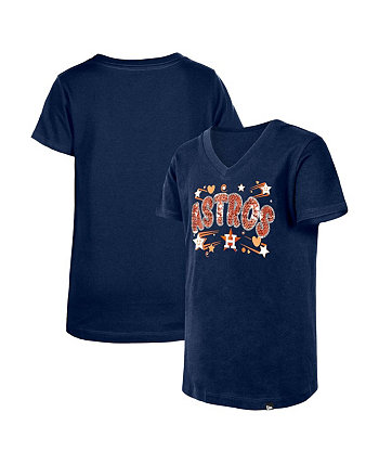 Темно-синяя футболка с v-образным вырезом и пайетками Big Girls Houston Astros New Era