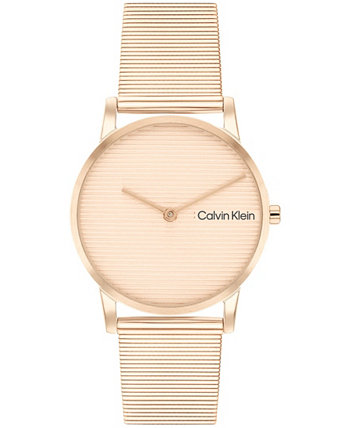 Women's CK Feel Carnation Gold-Tone Stainless Steel Mesh Watch 30mm Calvin Klein