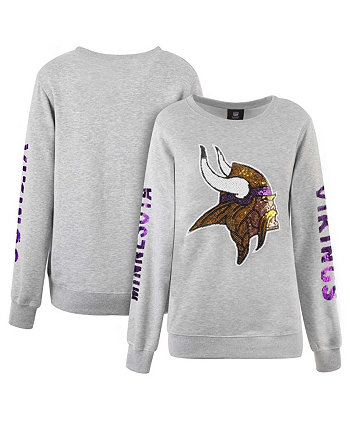 Женский пуловер с блестками и логотипом Heather Grey Minnesota Vikings Cuce