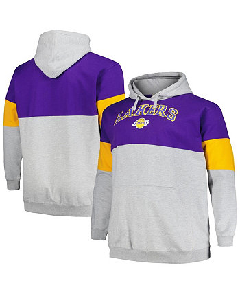 Мужской пуловер с капюшоном Los Angeles Lakers Big and Tall фиолетового и золотого цвета Fanatics