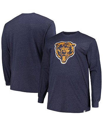 Мужская футболка с длинными рукавами и темно-синим принтом Chicago Bears Big and Tall Throwback Profile
